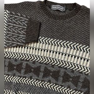Vintage David Taylor Men’s Sweater Coogi Style Grandpa Size L‎ USA Made Brown